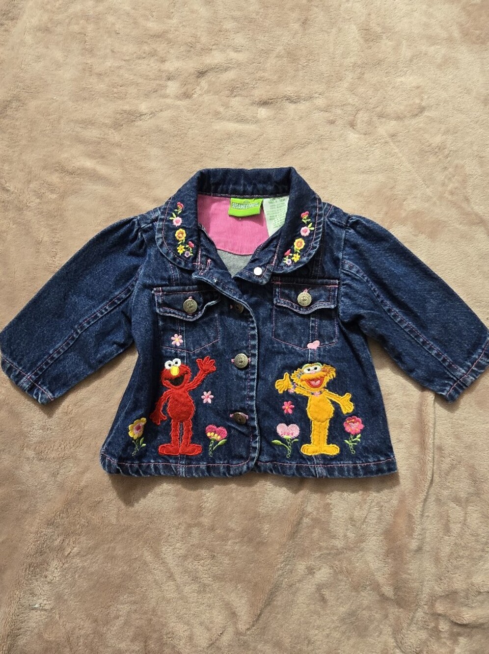 Sesame Street - vintage, Elmo/Zoey denim jacket, Size 12m